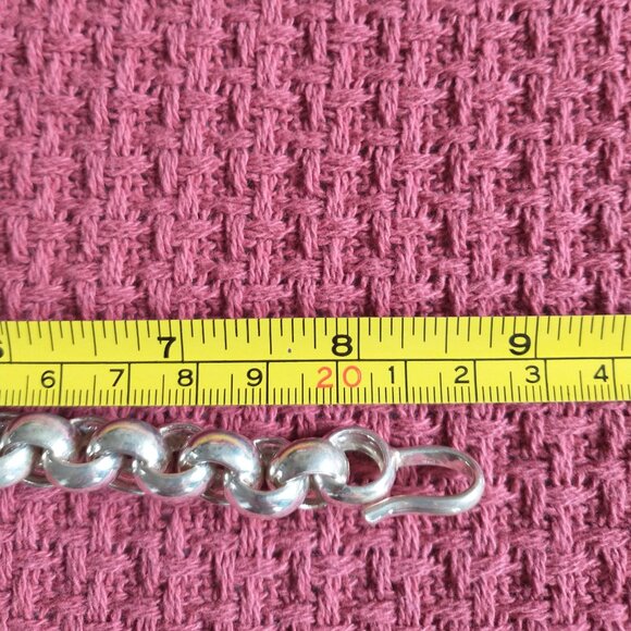 Vintage Large Link Women's Chunky Silver Plate Bracelet - Picture 6 of 9